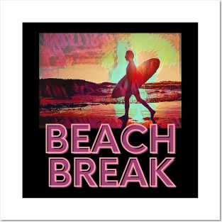 Beach Break (surfer at sunset) Posters and Art